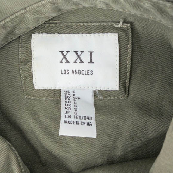 XXI Los Angeles Olive Green Military Long Sleeve Button Up Shirt Women's Small - Picture 4 of 8